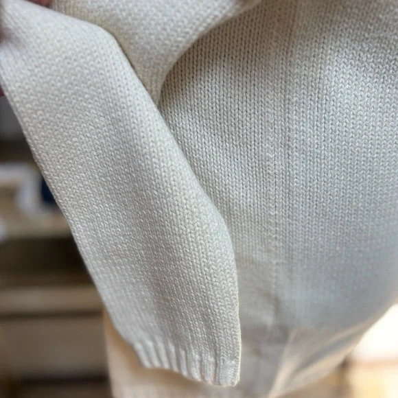 TOMMY HILFIGER CREAM TURTLENECK VINTAGE EMBROIDERED CREST PREPPY SWEATER SZ S-M - Picture 9 of 14
